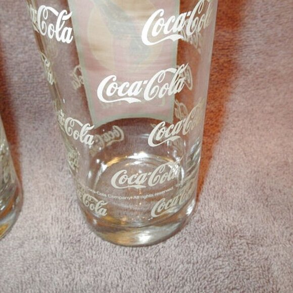 VTG Set Of 4 COCA-COLA Glass TUMBLERS Glasses ICONIC The Real Thing RETRO 16 oz - Picture 6 of 9